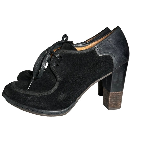 Naya Women Naya “Mindy” Lace Up Heeled Black Suede Leather Oxford Women’s Size 9 M